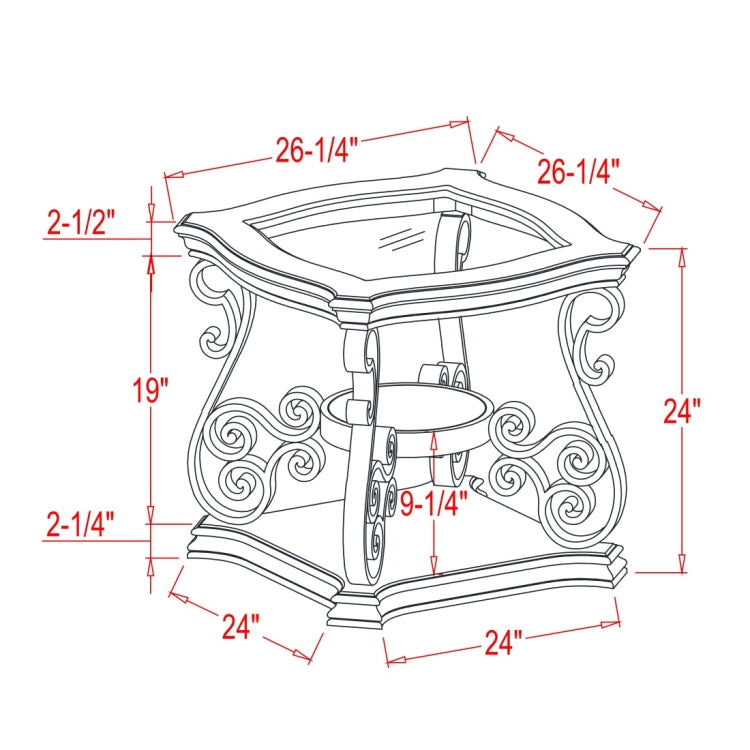[US Warehouse] End Table, Size: 67x67x61cm