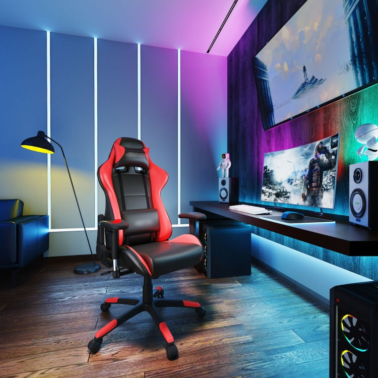 [EU Warehouse] Gaming Chairs Height-adjustable Computer Chairs with High Backrest & Rocker Function, Seat Size: 50 x 33cm, Height: 128.5-138.5cm (Red)