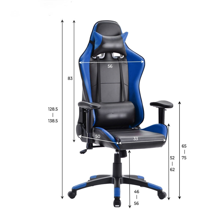 [EU Warehouse] Gaming Chairs Height-adjustable Computer Chairs with High Backrest & Rocker Function, Seat Size: 50 x 33cm, Height: 128.5-138.5cm(Blue)