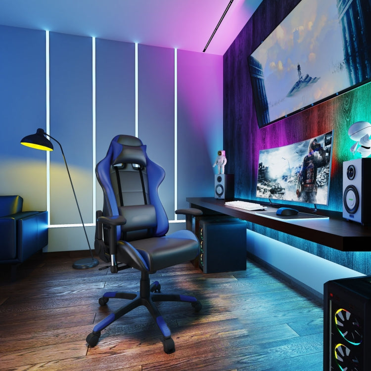 [EU Warehouse] Gaming Chairs Height-adjustable Computer Chairs with High Backrest & Rocker Function, Seat Size: 50 x 33cm, Height: 128.5-138.5cm(Blue)