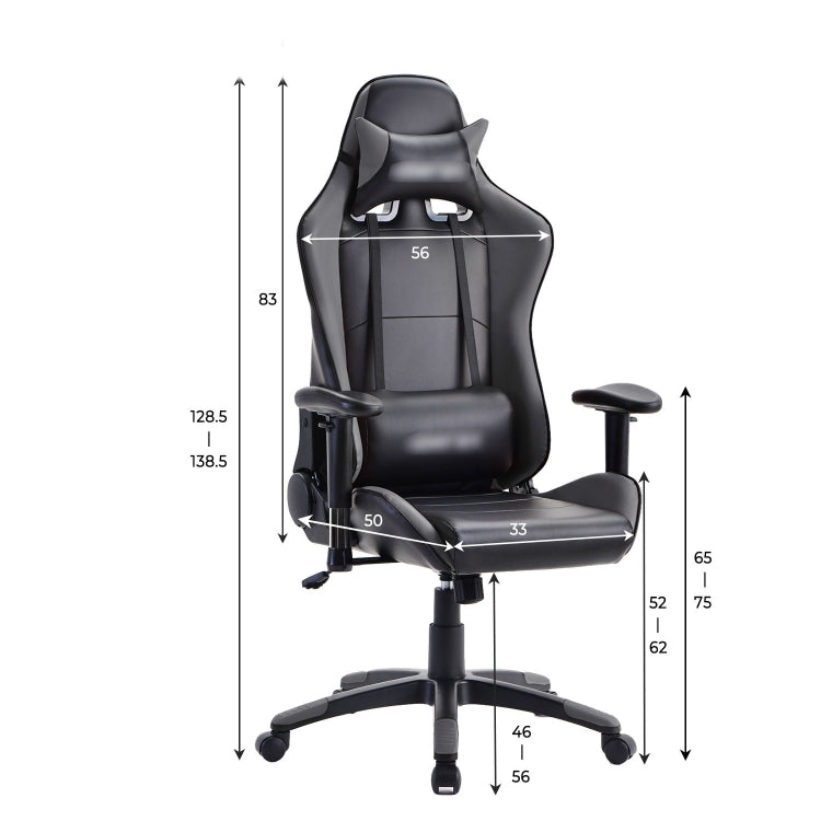[EU Warehouse] Gaming Chairs Height-adjustable Computer Chairs with High Backrest & Rocker Function, Seat Size: 50 x 33cm, Height: 128.5-138.5cm(Grey)