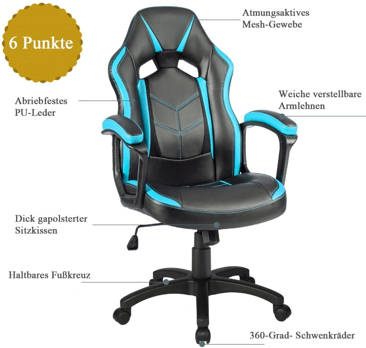 [EU Warehouse] Ergonomic Racing Sports Seat Chairs Office Swivel Chairs (Blue)