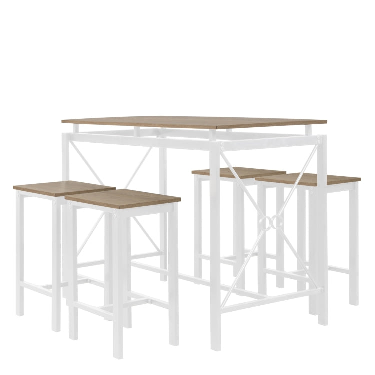 [US Warehouse] 5 in 1 Dining Table + Four Chairs Set (Light Yellow)