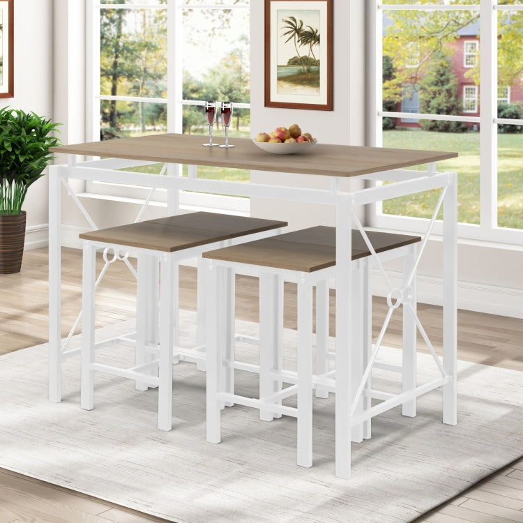 [US Warehouse] 5 in 1 Dining Table + Four Chairs Set (Light Yellow)