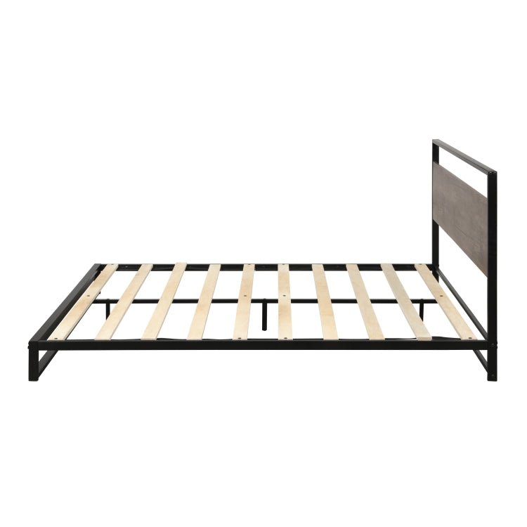 [EU Warehouse] Queen Metal Bed Frame with Wood Slats, Size: 207 x 153 x 94cm