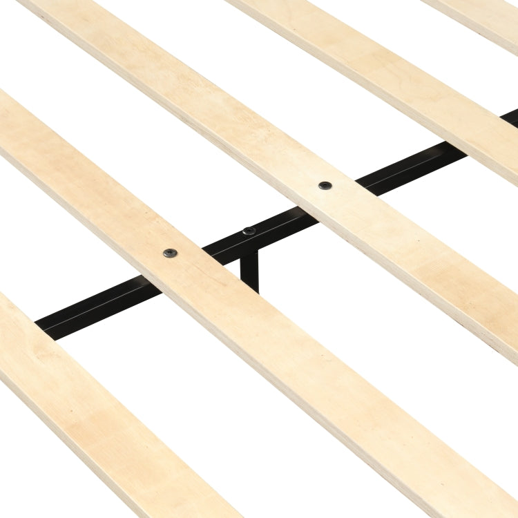 [EU Warehouse] Queen Metal Bed Frame with Wood Slats, Size: 207 x 153 x 94cm