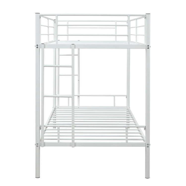 [US Warehouse] Twin Over Twin Metal Bunk Bed with Two-side Ladders, Size: 193.5x154.5x104cm (White)