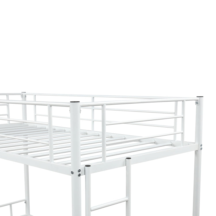 [US Warehouse] Twin Over Twin Metal Bunk Bed with Two-side Ladders, Size: 193.5x154.5x104cm (White)