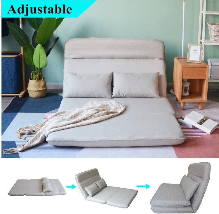 [US Warehouse] Sofa Bed Folding Lazy Sofa Floor Chairs Recliner Bed with Pillow (Grey)