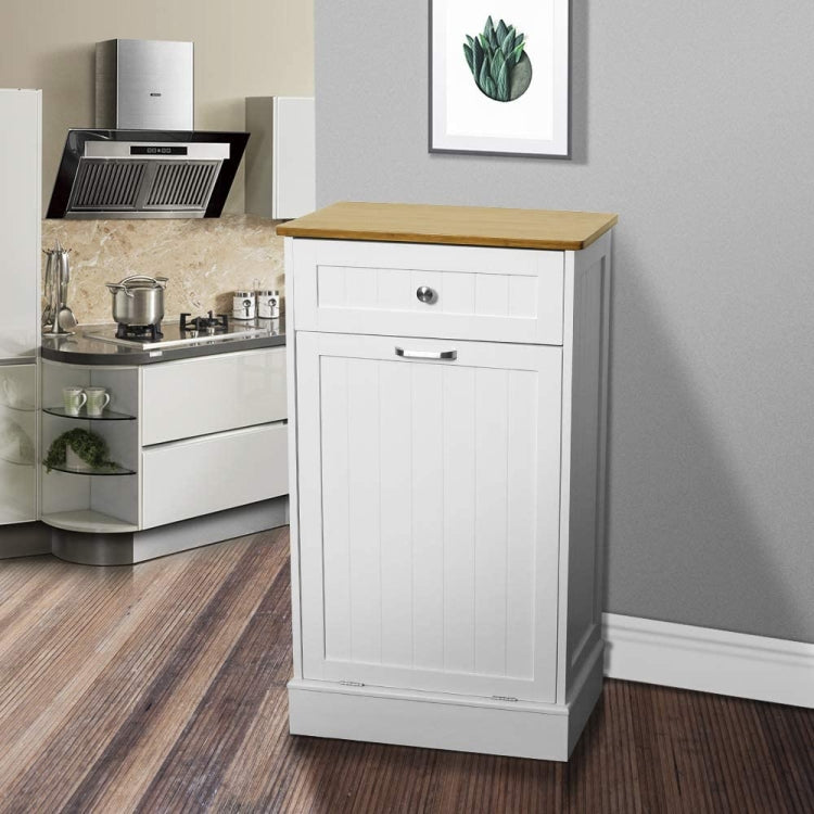 [US Warehouse] Wooden Garbage Bin, Size: 90.5 x 52 x 33cm(White)