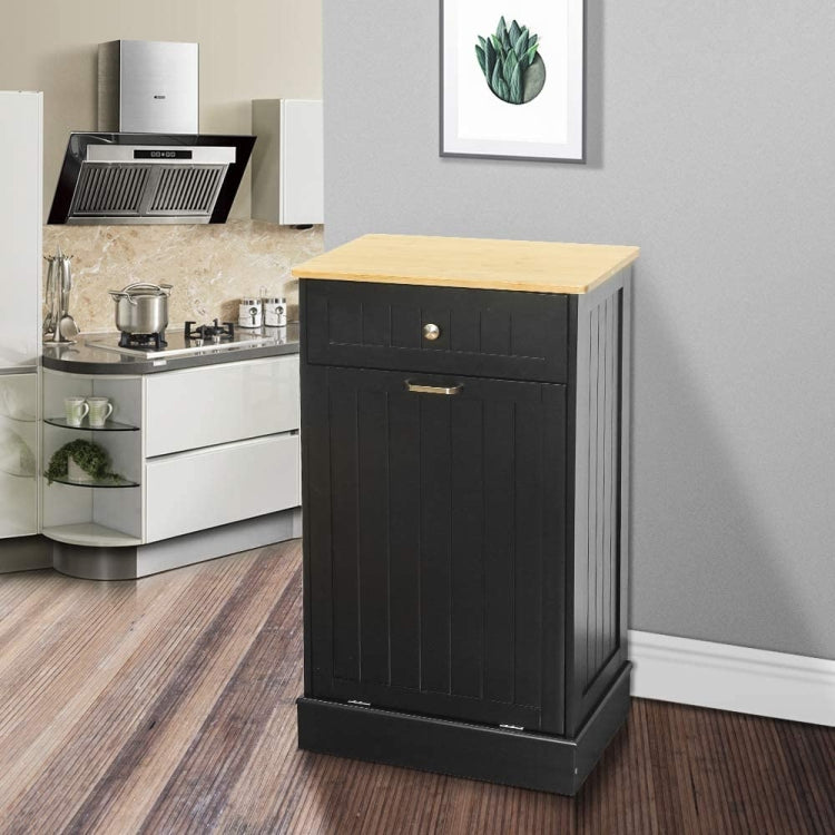 [US Warehouse] Wooden Garbage Bin, Size: 90.5 x 52 x 33cm(Black)