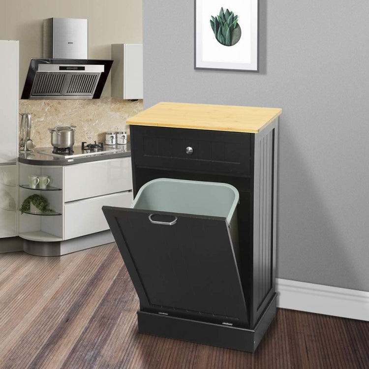 [US Warehouse] Wooden Garbage Bin, Size: 90.5 x 52 x 33cm(Black)