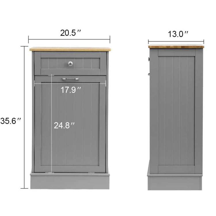 [US Warehouse] Wooden Garbage Bin, Size: 90.5 x 52 x 33cm(Grey)