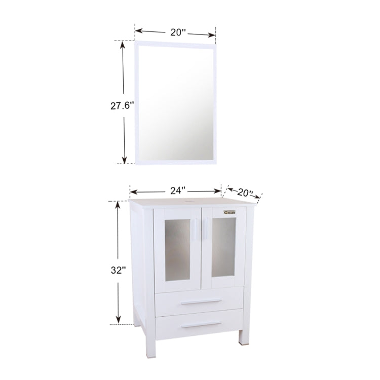 [US Warehouse] Bathroom Mirror Vanity with Two Drawers, Size: 60 x 51 x 81.5cm(White)