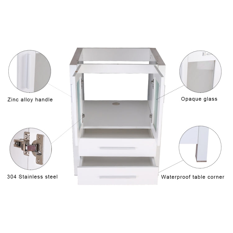 [US Warehouse] Bathroom Mirror Vanity with Two Drawers, Size: 60 x 51 x 81.5cm(White)