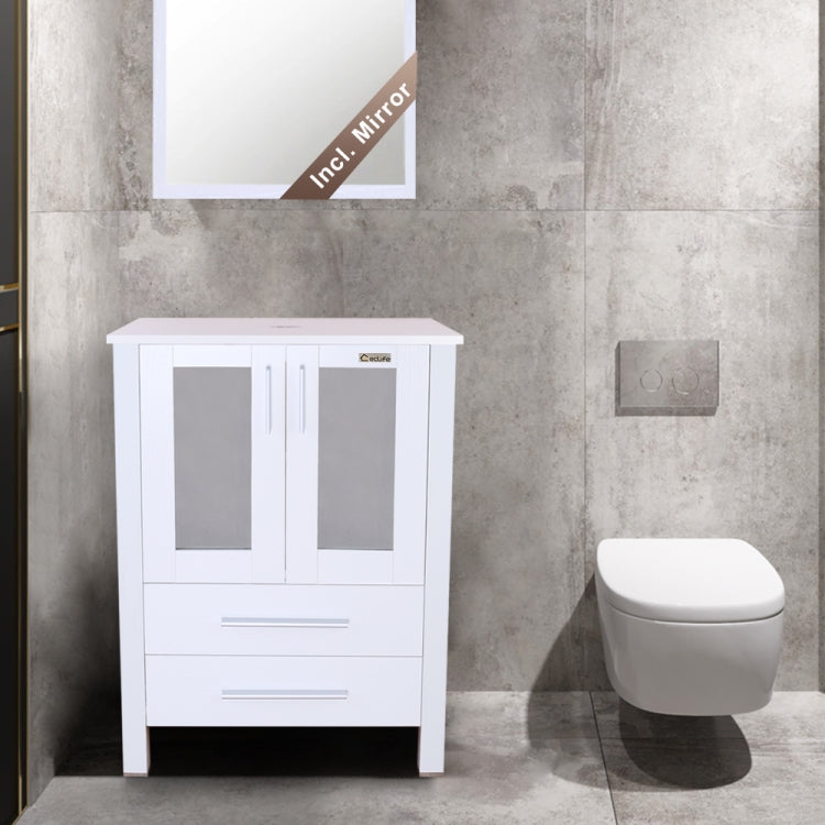 [US Warehouse] Bathroom Mirror Vanity with Two Drawers, Size: 60 x 51 x 81.5cm(White)