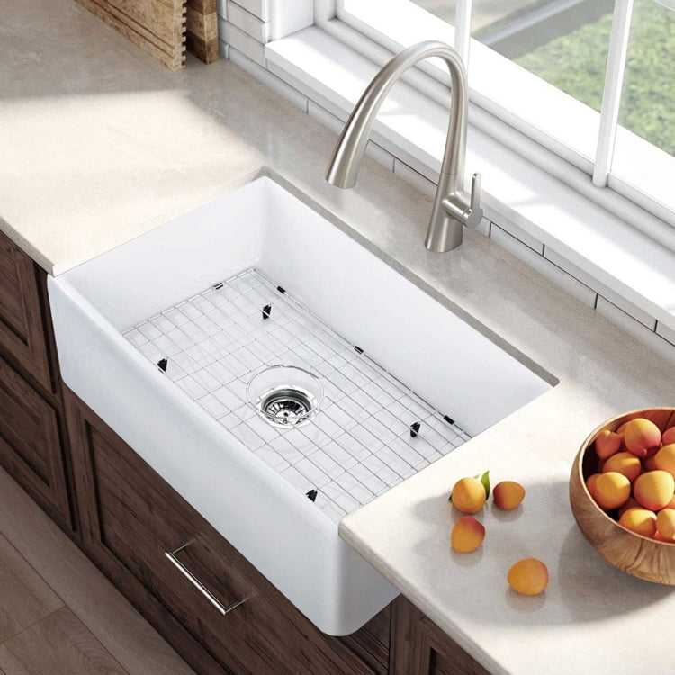 [US Warehouse] Kitchen Counter Square Large Bowl Wash Basin Ceramic Sink(White)