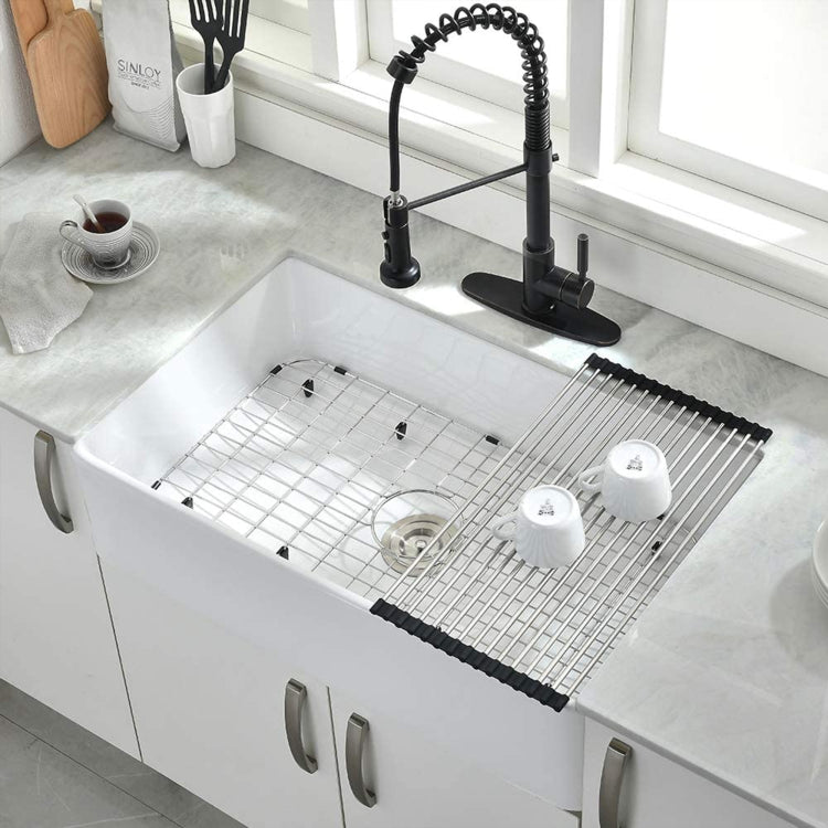 [US Warehouse] Kitchen Counter Square Large Bowl Wash Basin Ceramic Sink(White)