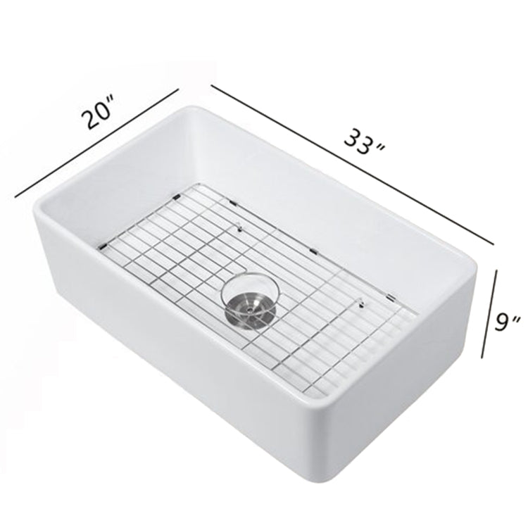 [US Warehouse] Kitchen Counter Square Large Bowl Wash Basin Ceramic Sink(White)