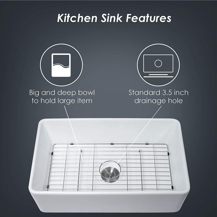 [US Warehouse] Kitchen Counter Square Large Bowl Wash Basin Ceramic Sink(White)