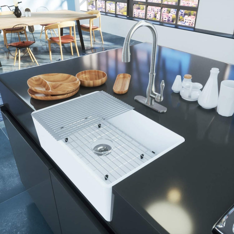 [US Warehouse] Kitchen Counter Square Large Bowl Wash Basin Ceramic Sink(White)