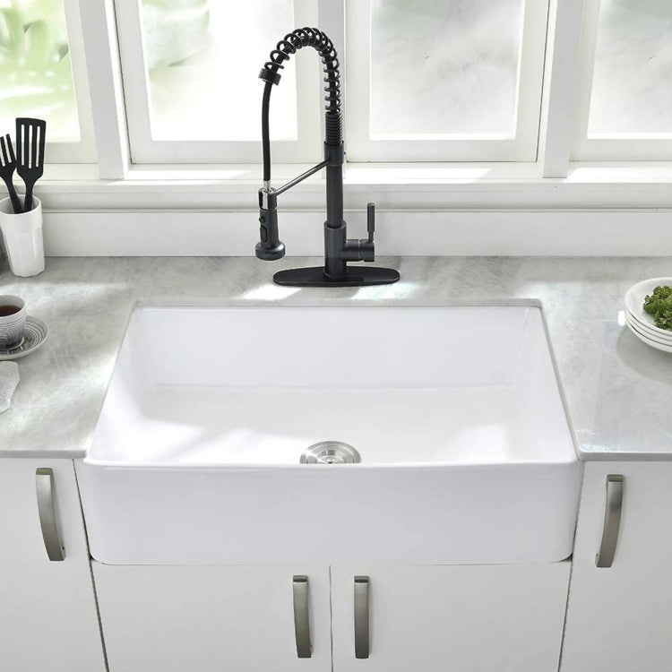 [US Warehouse] Kitchen Counter Square Large Bowl Wash Basin Ceramic Sink(White)