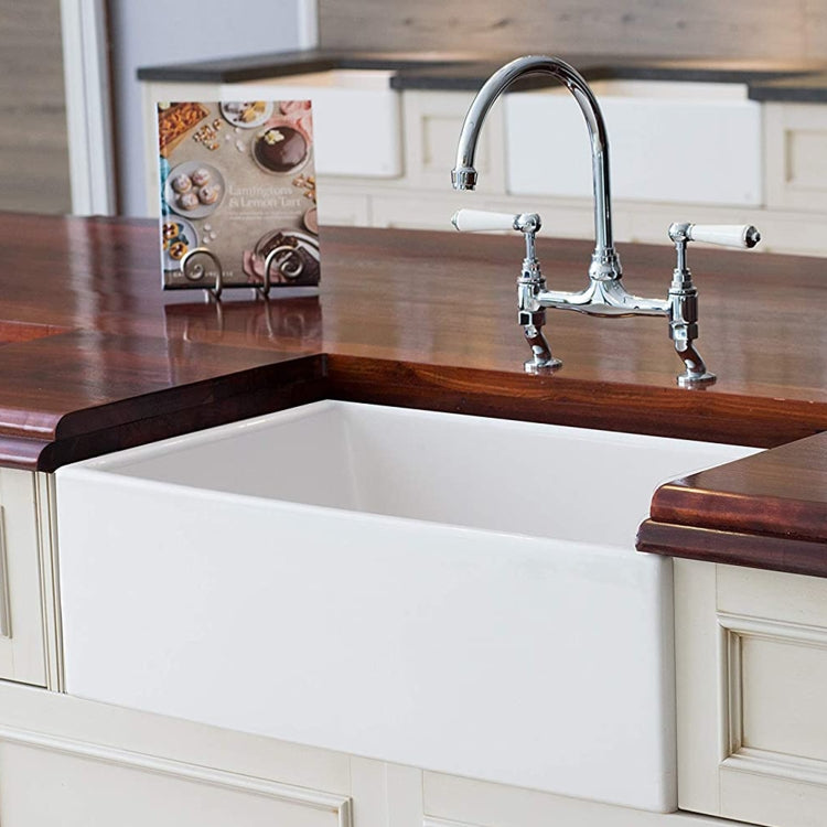 [US Warehouse] Kitchen Counter Square Large Bowl Sound-deadening Wash Basin Ceramic Sink(White)