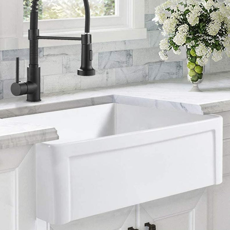 [US Warehouse] Kitchen Counter Square Large Bowl Sound-deadening Wash Basin Ceramic Sink(White)