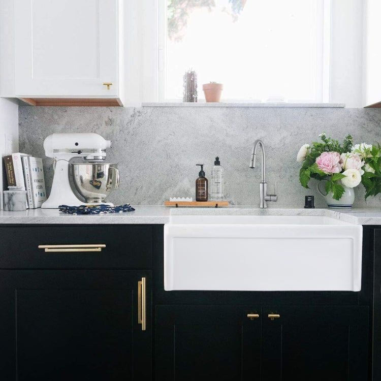 [US Warehouse] Kitchen Counter Square Large Bowl Sound-deadening Wash Basin Ceramic Sink(White)