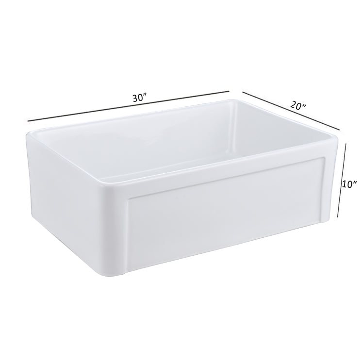 [US Warehouse] Kitchen Counter Square Large Bowl Sound-deadening Wash Basin Ceramic Sink(White)