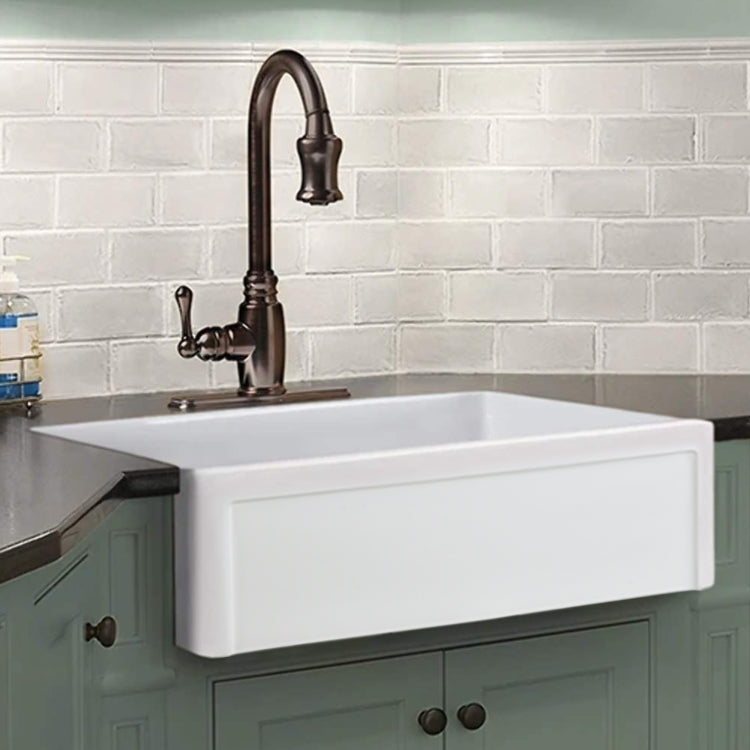 [US Warehouse] Kitchen Counter Square Large Bowl Sound-deadening Wash Basin Ceramic Sink(White)
