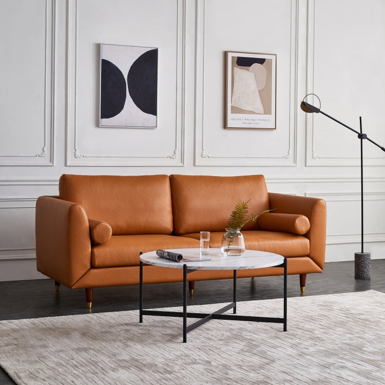 [US Warehouse] 36 inch Modern Round Frame Marble Top Coffee Table(Black)