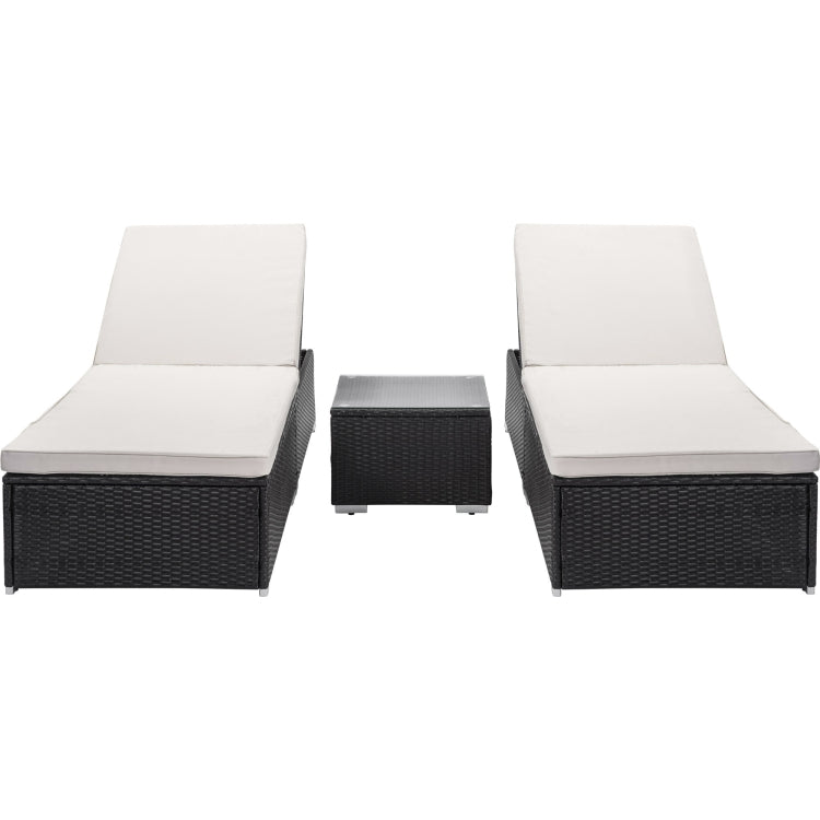 [US Warehouse] 5 in 1 Cane Chairs + Cushions + Coffee Table Set (White)