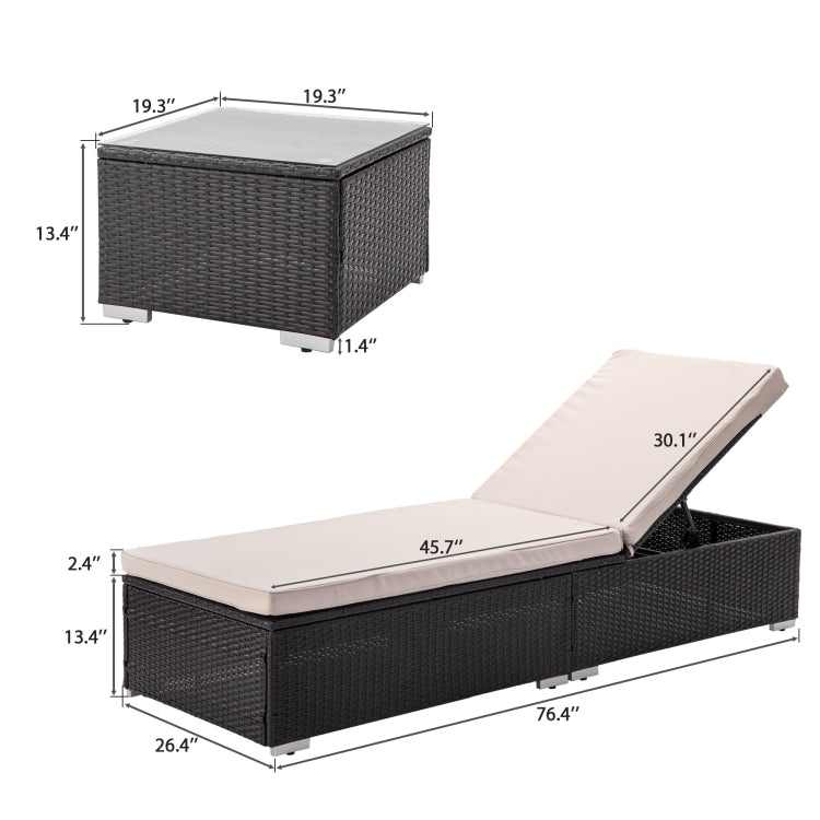 [US Warehouse] 5 in 1 Cane Chairs + Cushions + Coffee Table Set (White)