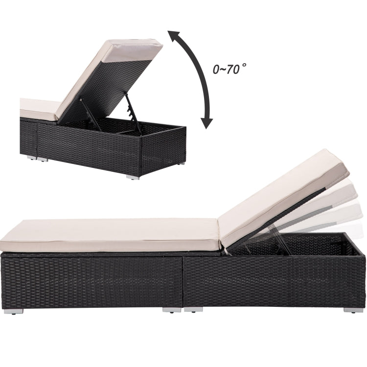 [US Warehouse] 5 in 1 Cane Chairs + Cushions + Coffee Table Set (White)