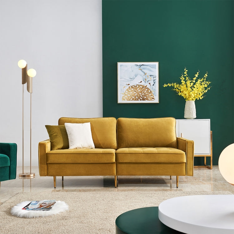 [EU Warehouse] Modern Velvet Fabric Sofa, Size: 180x80x80cm (Yellow)