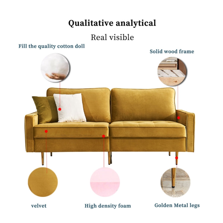 [EU Warehouse] Modern Velvet Fabric Sofa, Size: 180x80x80cm (Yellow)