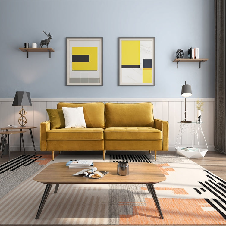 [EU Warehouse] Modern Velvet Fabric Sofa, Size: 180x80x80cm (Yellow)