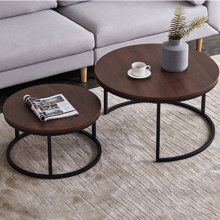 [EU Warehouse] 2 in 1 Simple Fashion Round Coffee Table, Size: 80x80x45cm/60x60x33cm