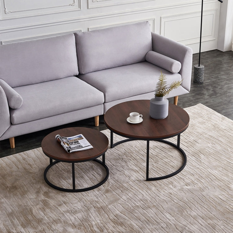 [EU Warehouse] 2 in 1 Simple Fashion Round Coffee Table, Size: 80x80x45cm/60x60x33cm