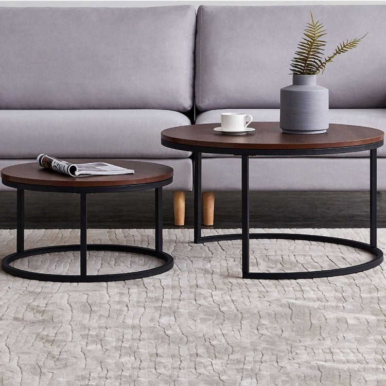 [EU Warehouse] 2 in 1 Simple Fashion Round Coffee Table, Size: 80x80x45cm/60x60x33cm