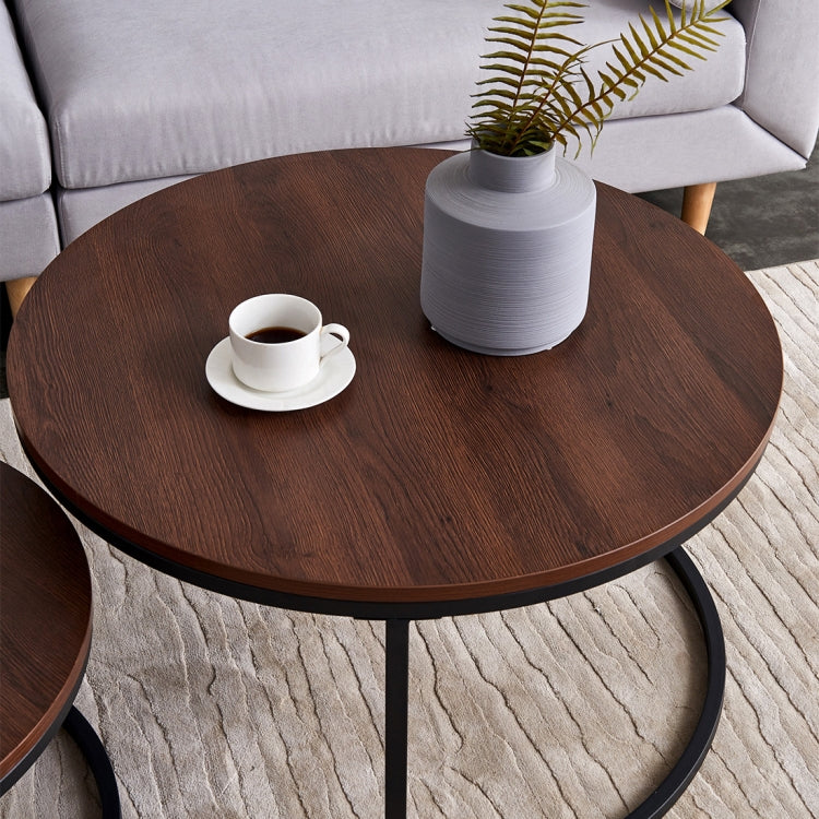 [EU Warehouse] 2 in 1 Simple Fashion Round Coffee Table, Size: 80x80x45cm/60x60x33cm