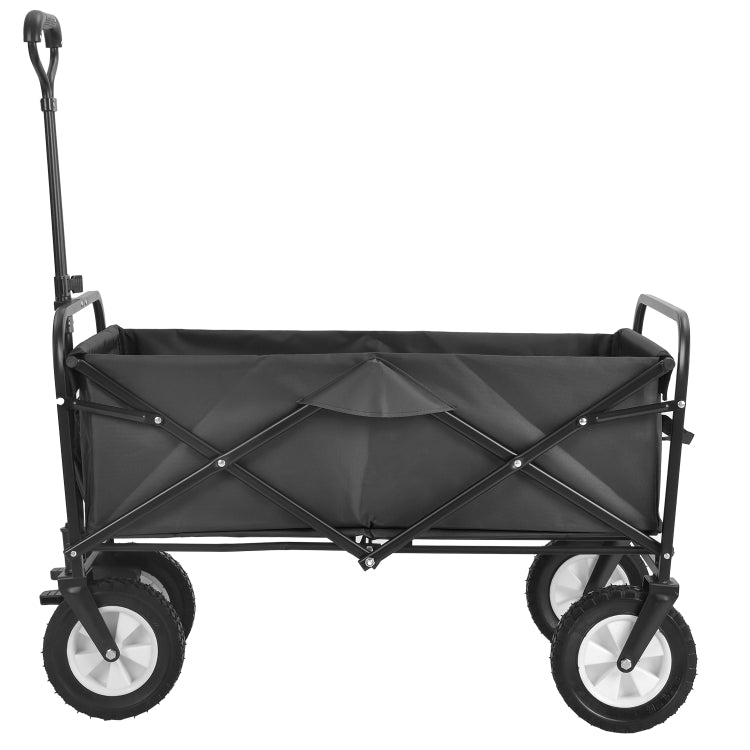 [EU Warehouse] Outdoor Foldable Trolley with Wide Brake Wheel/Mesh Cup Holder/Adjustable Handle/Fabric Bag (Black)