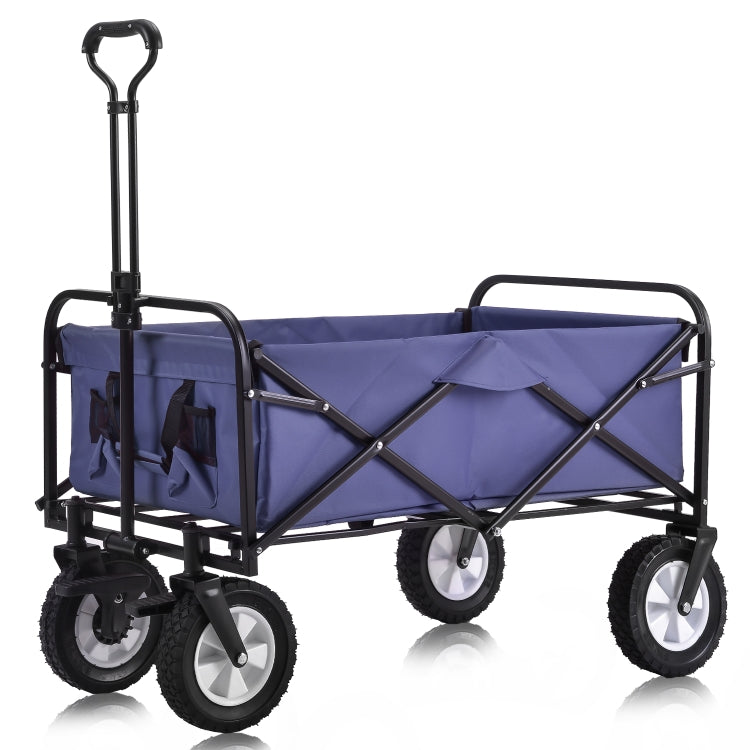 [EU Warehouse] Outdoor Foldable Trolley with Wide Brake Wheel/Mesh Cup Holder/Adjustable Handle/Fabric Bag (Blue)