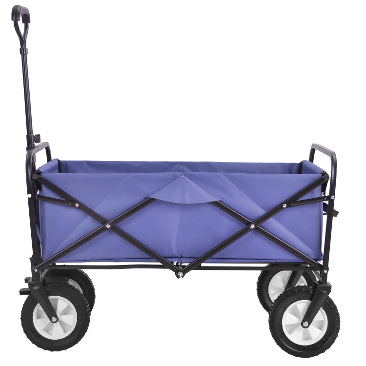 [EU Warehouse] Outdoor Foldable Trolley with Wide Brake Wheel/Mesh Cup Holder/Adjustable Handle/Fabric Bag (Blue)