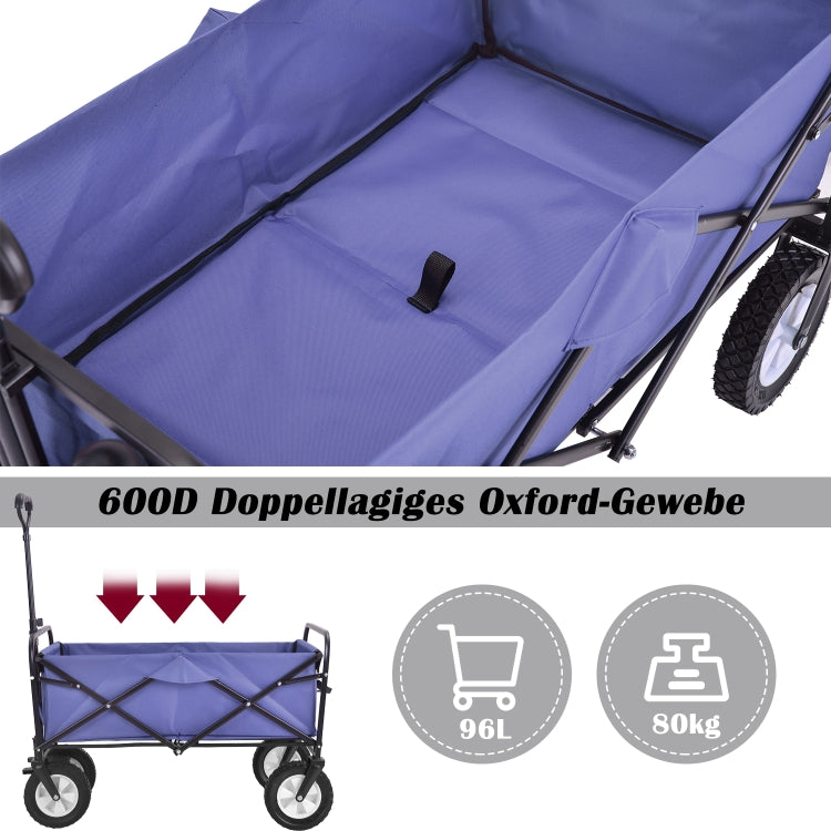 [EU Warehouse] Outdoor Foldable Trolley with Wide Brake Wheel/Mesh Cup Holder/Adjustable Handle/Fabric Bag (Blue)