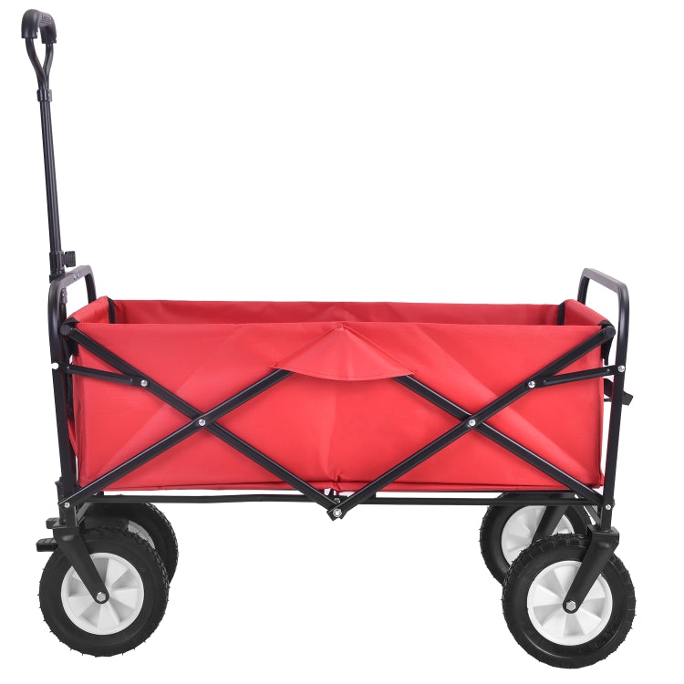 [EU Warehouse] Outdoor Foldable Trolley with Wide Brake Wheel/Mesh Cup Holder/Adjustable Handle/Fabric Bag (Red)