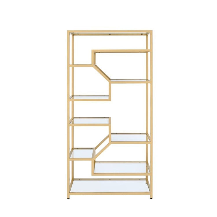 [US Warehouse] Metal+Clear Glass Bookshelf, Size: 38x16x77 inch