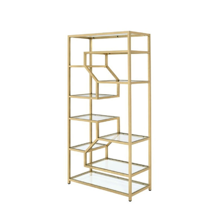 [US Warehouse] Metal+Clear Glass Bookshelf, Size: 38x16x77 inch