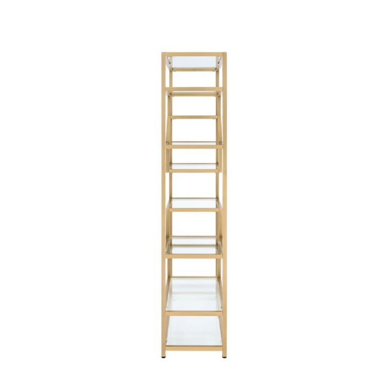 [US Warehouse] Metal+Clear Glass Bookshelf, Size: 38x16x77 inch